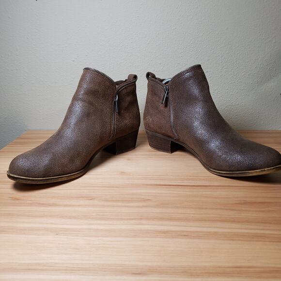 Lucky Brand Women's 11 Bartalino Zip Ankle Booties Brown Suede Distressed‎ Fall - Picture 3 of 9